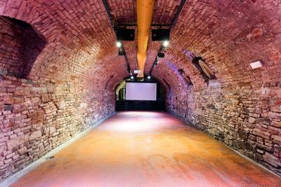 Interior of the Prostor Elementů club – underground hall with original stone walls (2)